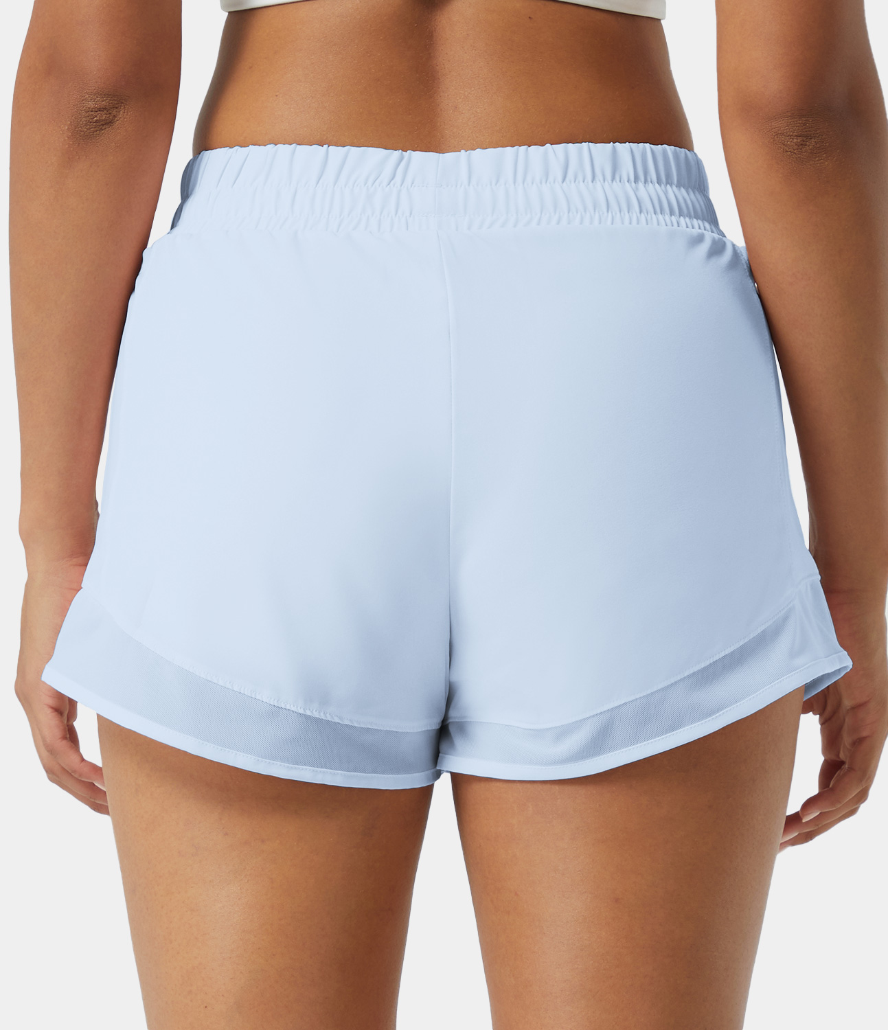 Halara High Waisted Contrast Mesh 2-in-1 Shorts Gym Short - Sky Blue - M booty shorts compression shorts yoga shorts 