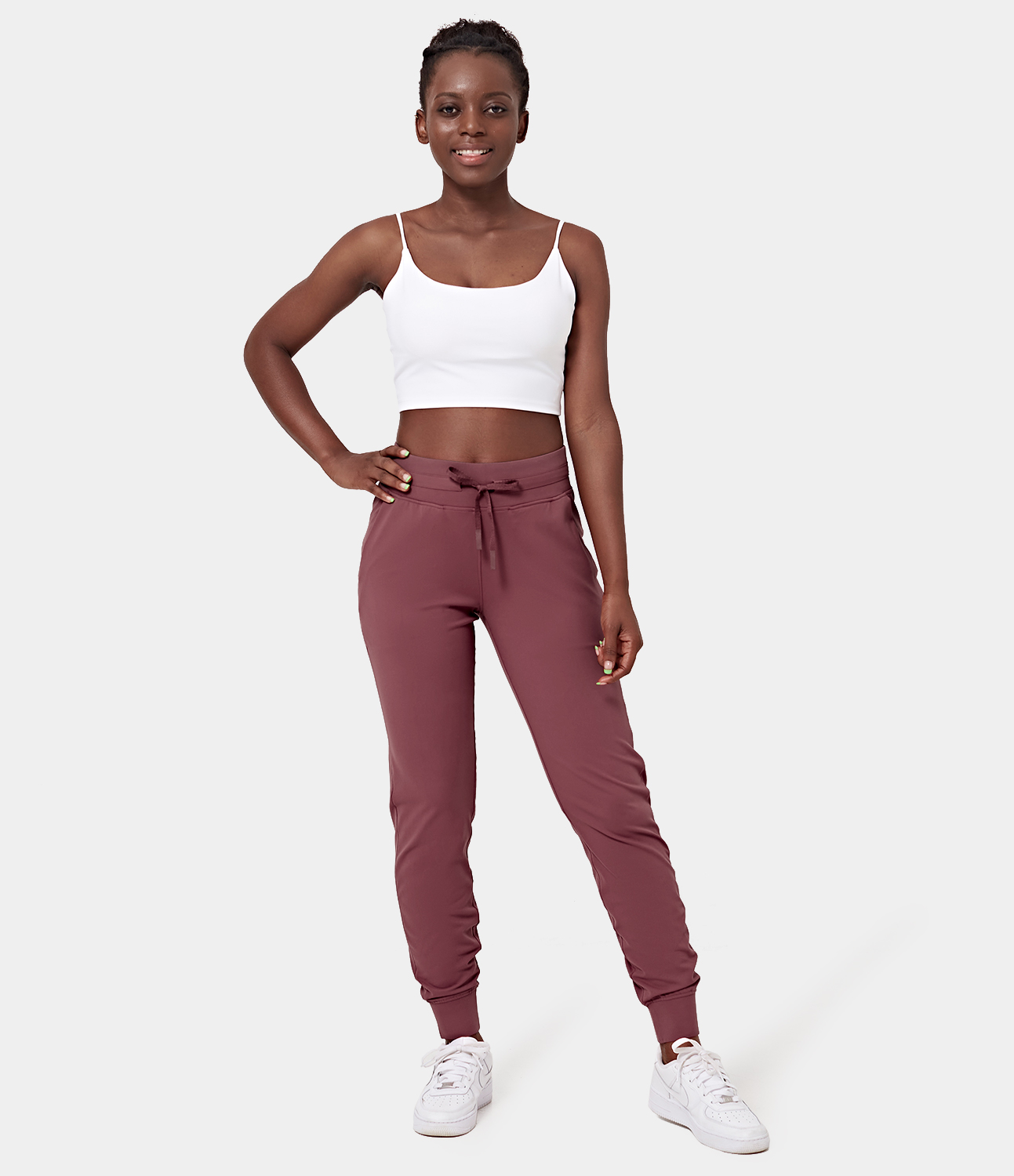 Halara High Waisted Drawstring Side Pocket Casual Joggers  - Spiced Apple - L 
