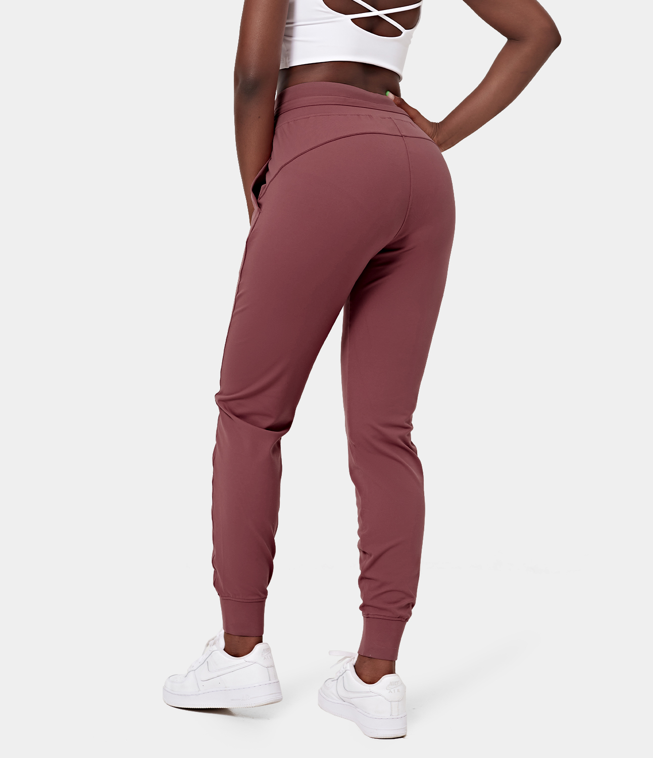 Halara High Waisted Drawstring Side Pocket Casual Joggers  - Spiced Apple - L 