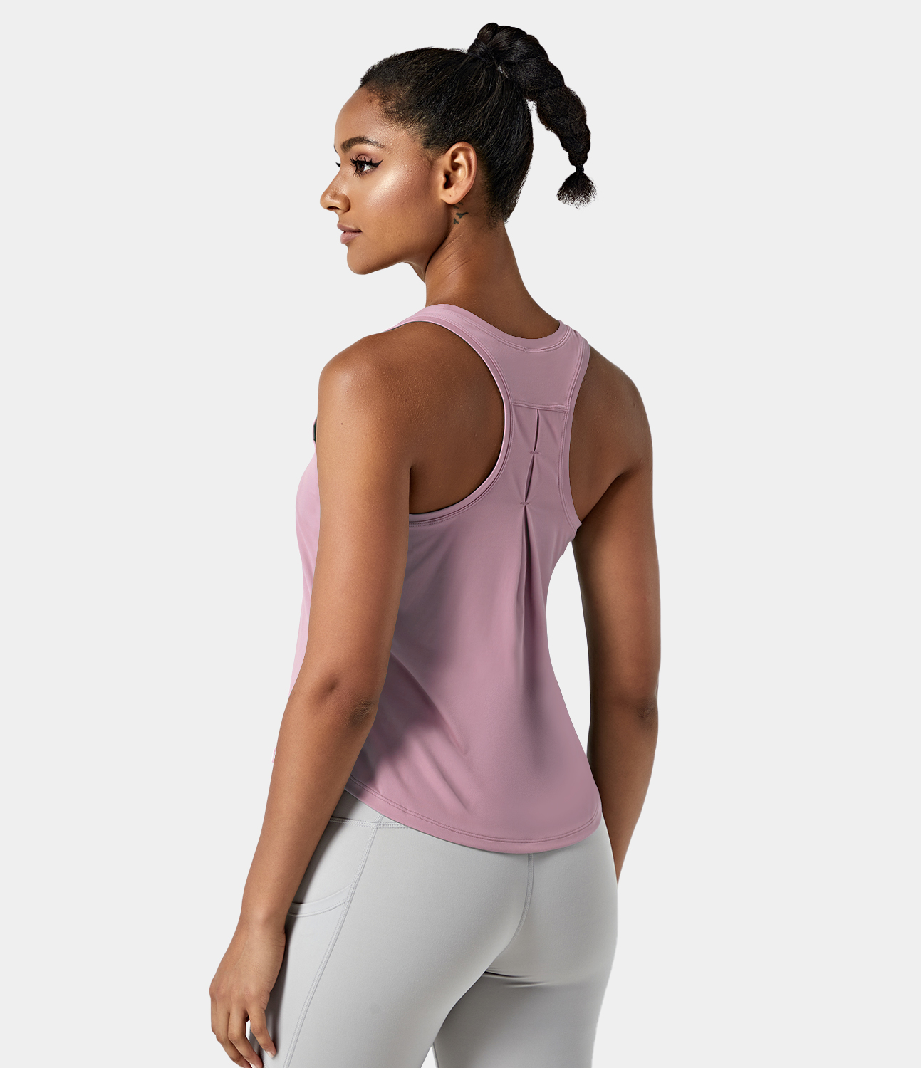 Halara Solid Racerback High Low Workout Tank Top Tank Top - Lotus Pink - S golf tops halter top tunic tops sleeveless tops backless top 