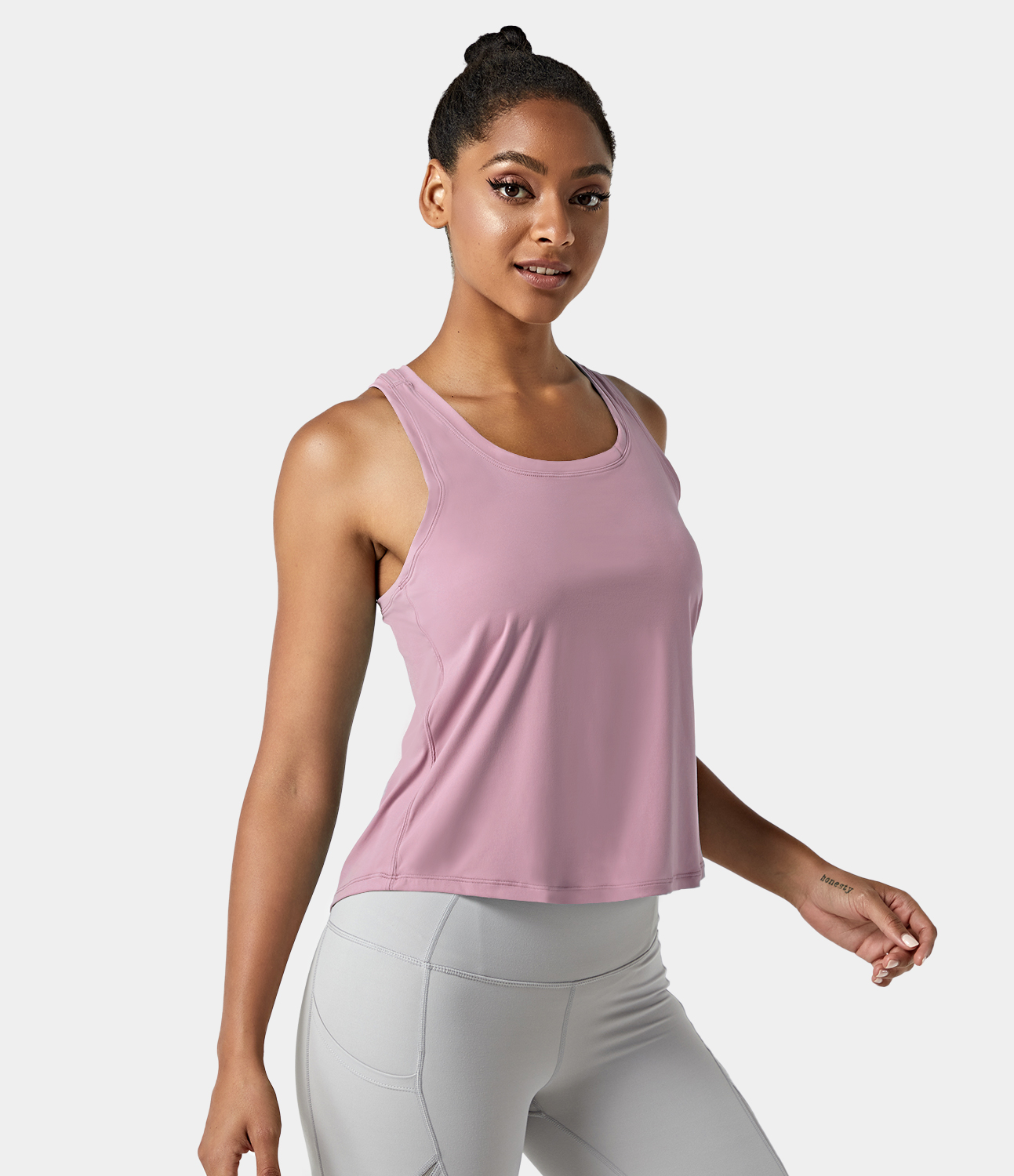 Halara Solid Racerback High Low Workout Tank Top Tank Top - Lotus Pink - S golf tops halter top tunic tops sleeveless tops backless top 