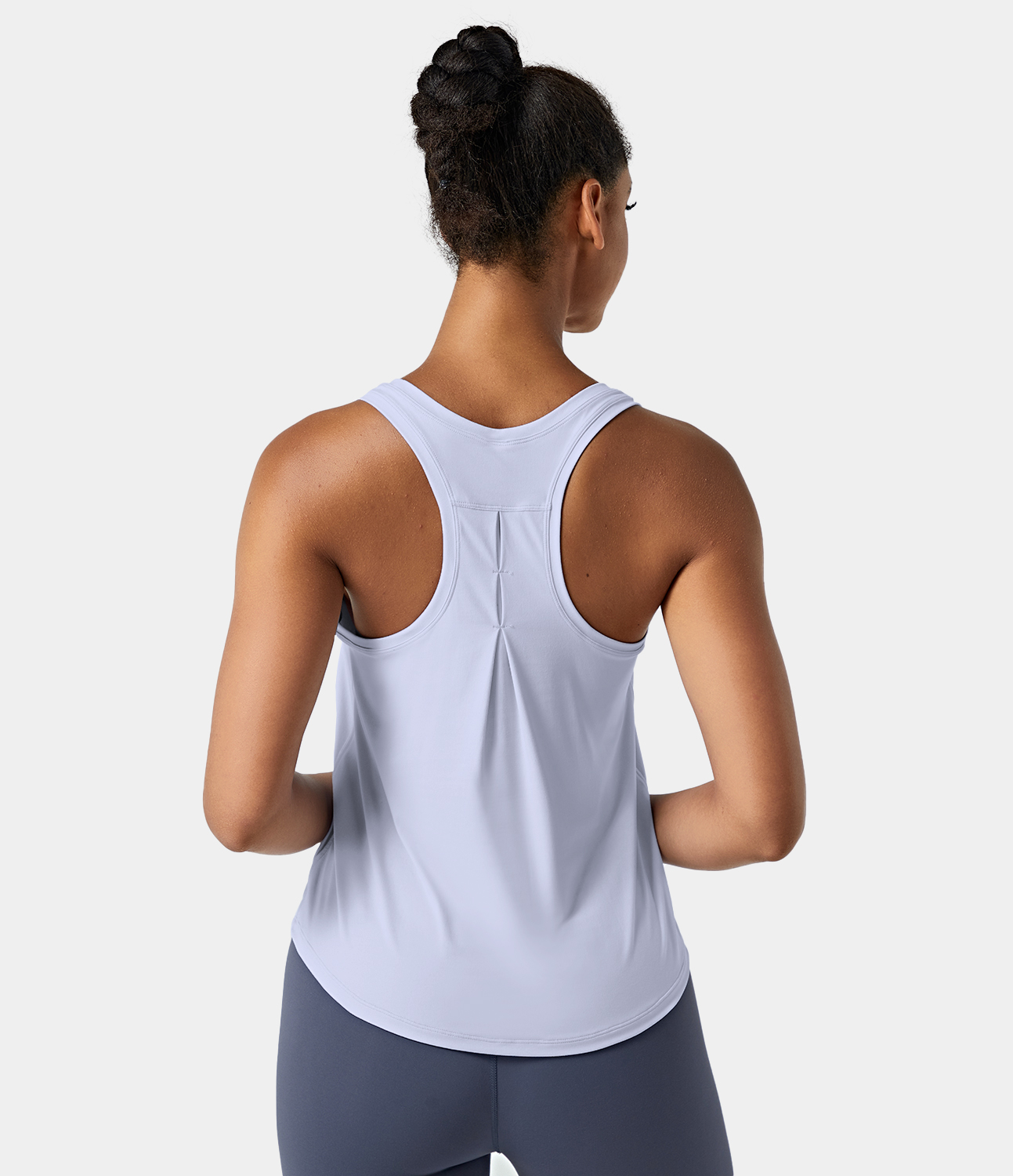 Halara Solid Racerback High Low Workout Tank Top Tank Top - Soft Blue - L golf tops halter top tunic tops sleeveless tops backless top 