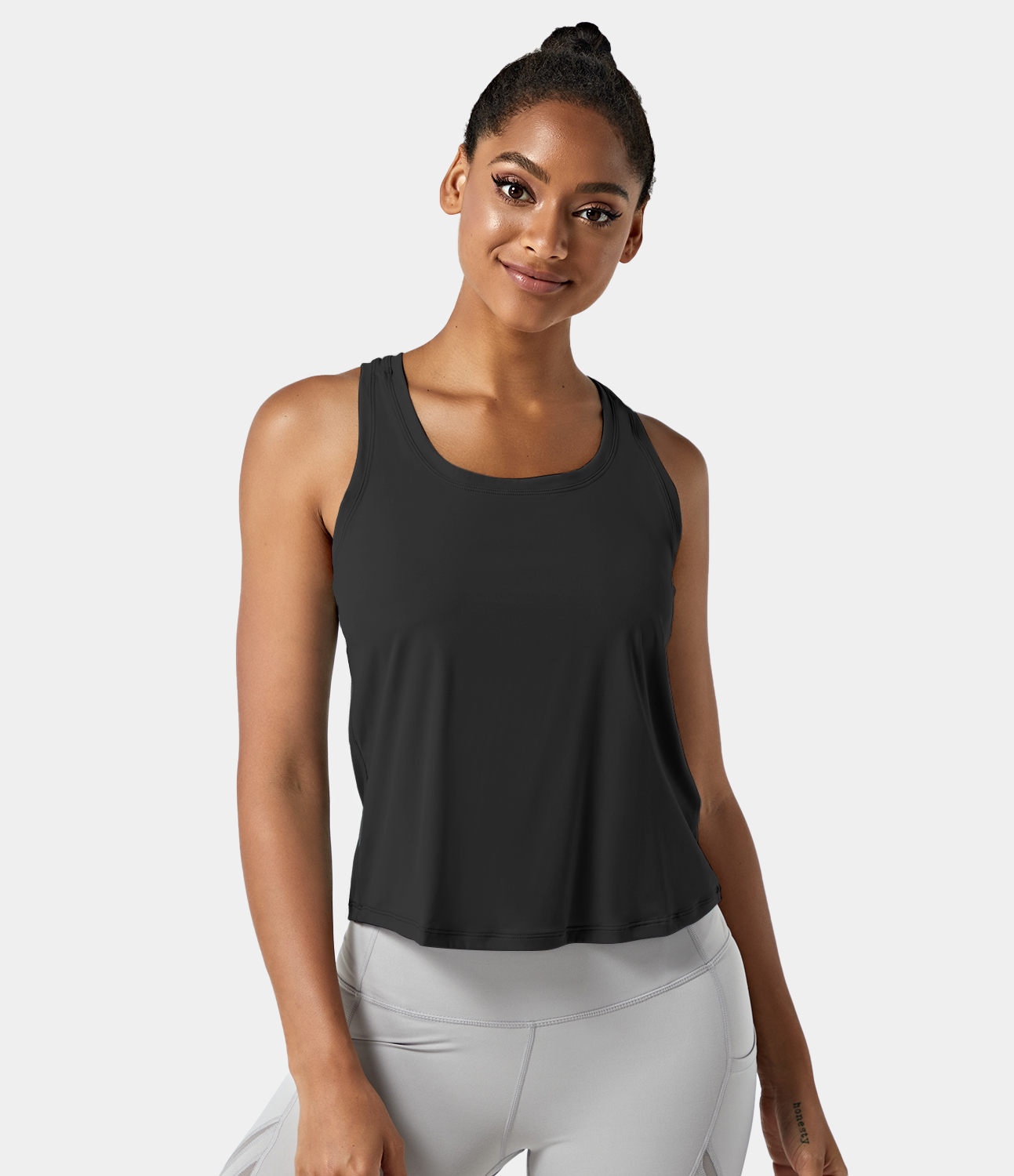 Halara Solid Racerback High Low Workout Tank Top Tank Top - Black - S golf tops halter top tunic tops sleeveless tops backless top 