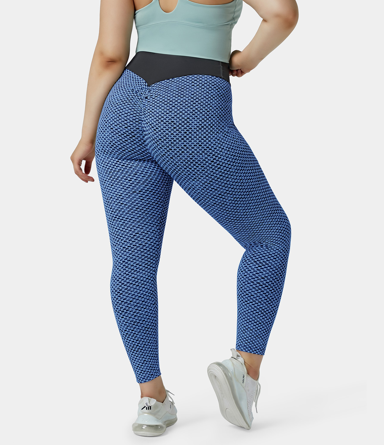 

Halara High Waisted Textured Plus Size 7/8 Leggings - Dark Blue Mesh Pattern