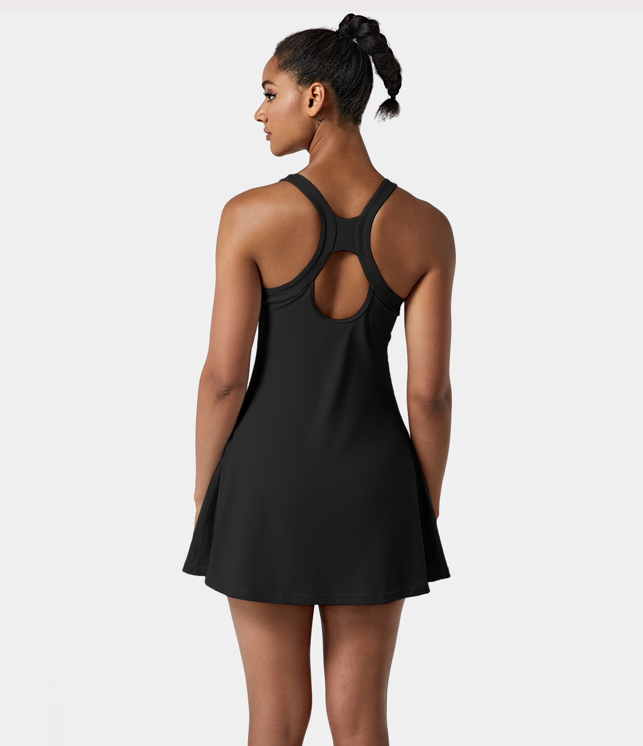 Halara Softlyzeroв„ў Airy Backless Racerback Cut Out 2-in-1 Pocket Cool Touch Mini Tennis Active Dress-UPF50+ Workout Dress - Black - XS 
