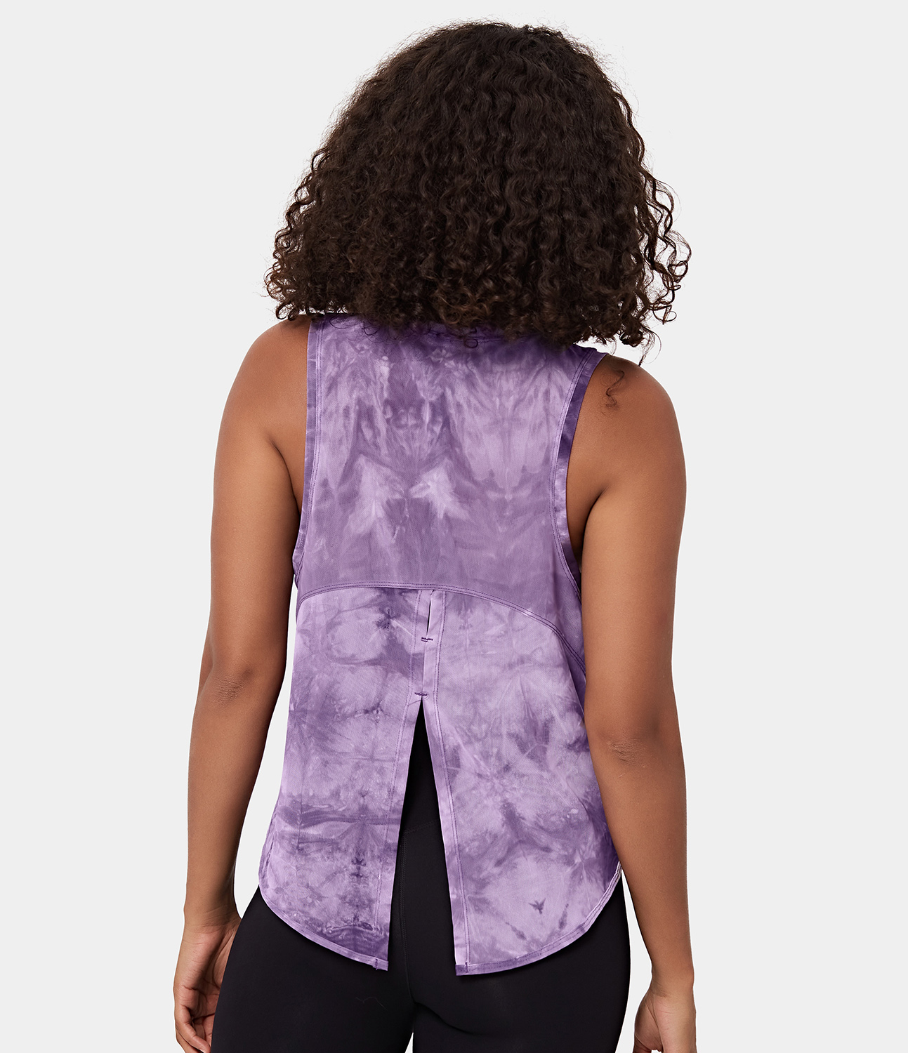 Halara Sheer Sleeveless Split Tie Back Top-No Sports Bra Tank Top - Lilac - L golf tops halter top tunic tops sleeveless tops backless top 