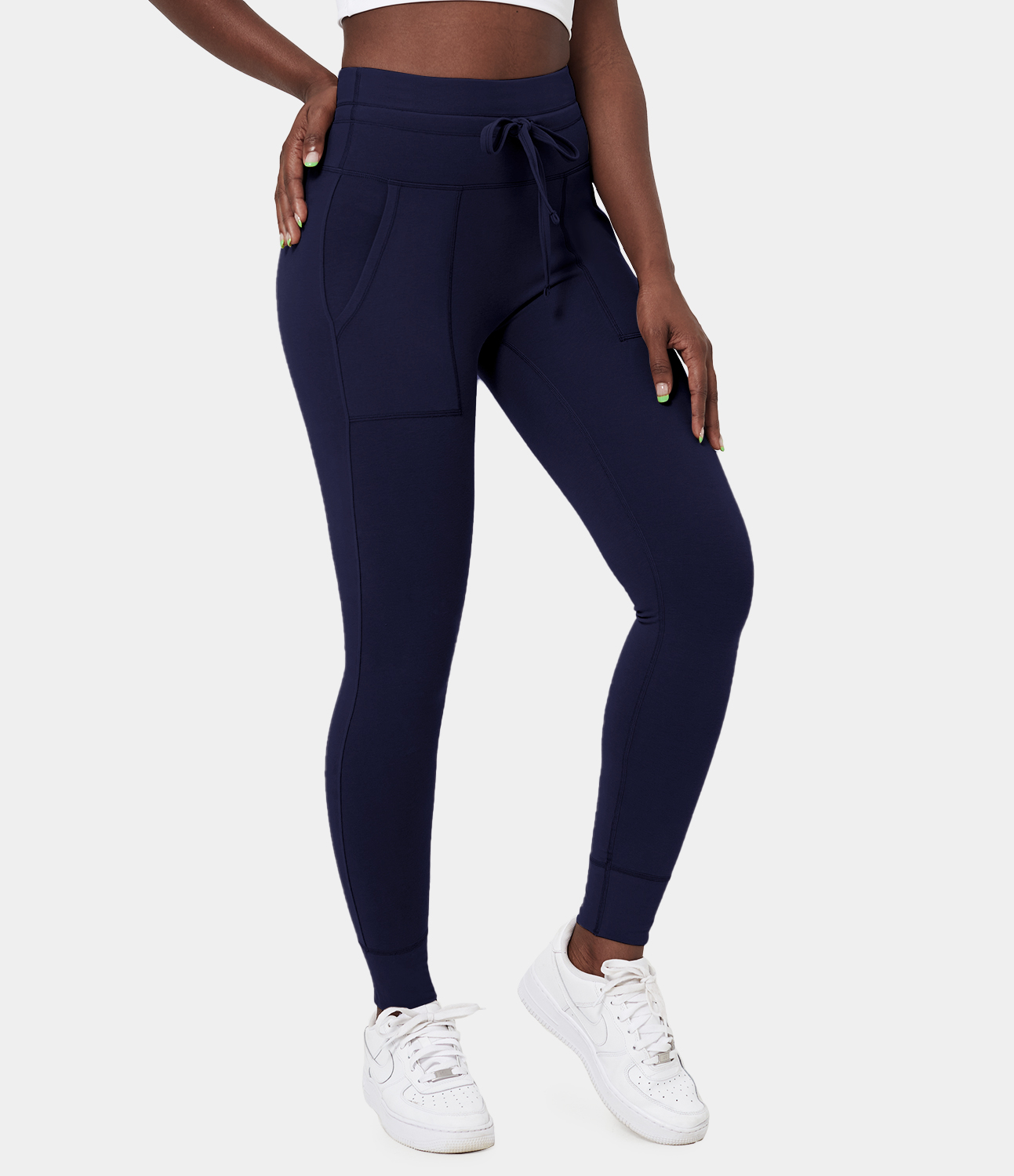

Halara High Waisted Drawstring Cotton 7/8 Joggers - Maritime Blue