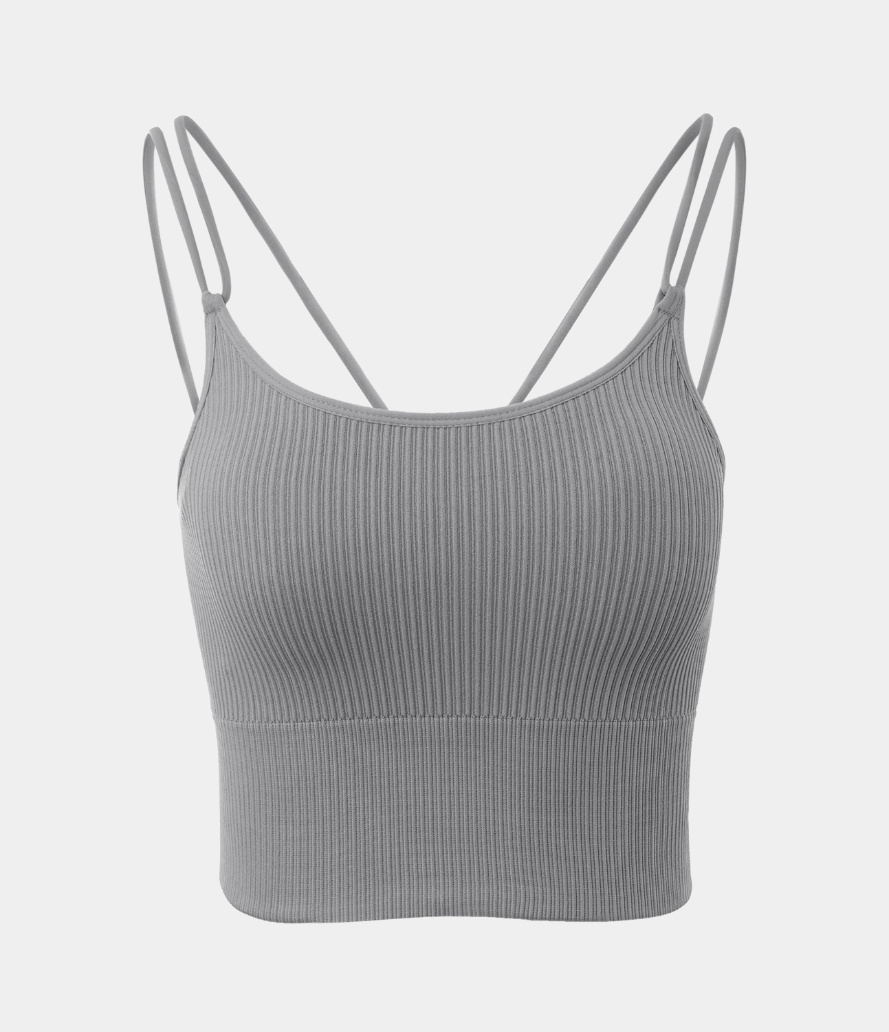 Halara Seamless Flow Double Straps V Back Cropped Yoga Tank Top Tank Top - Grey - M golf tops halter top tunic tops sleeveless tops 